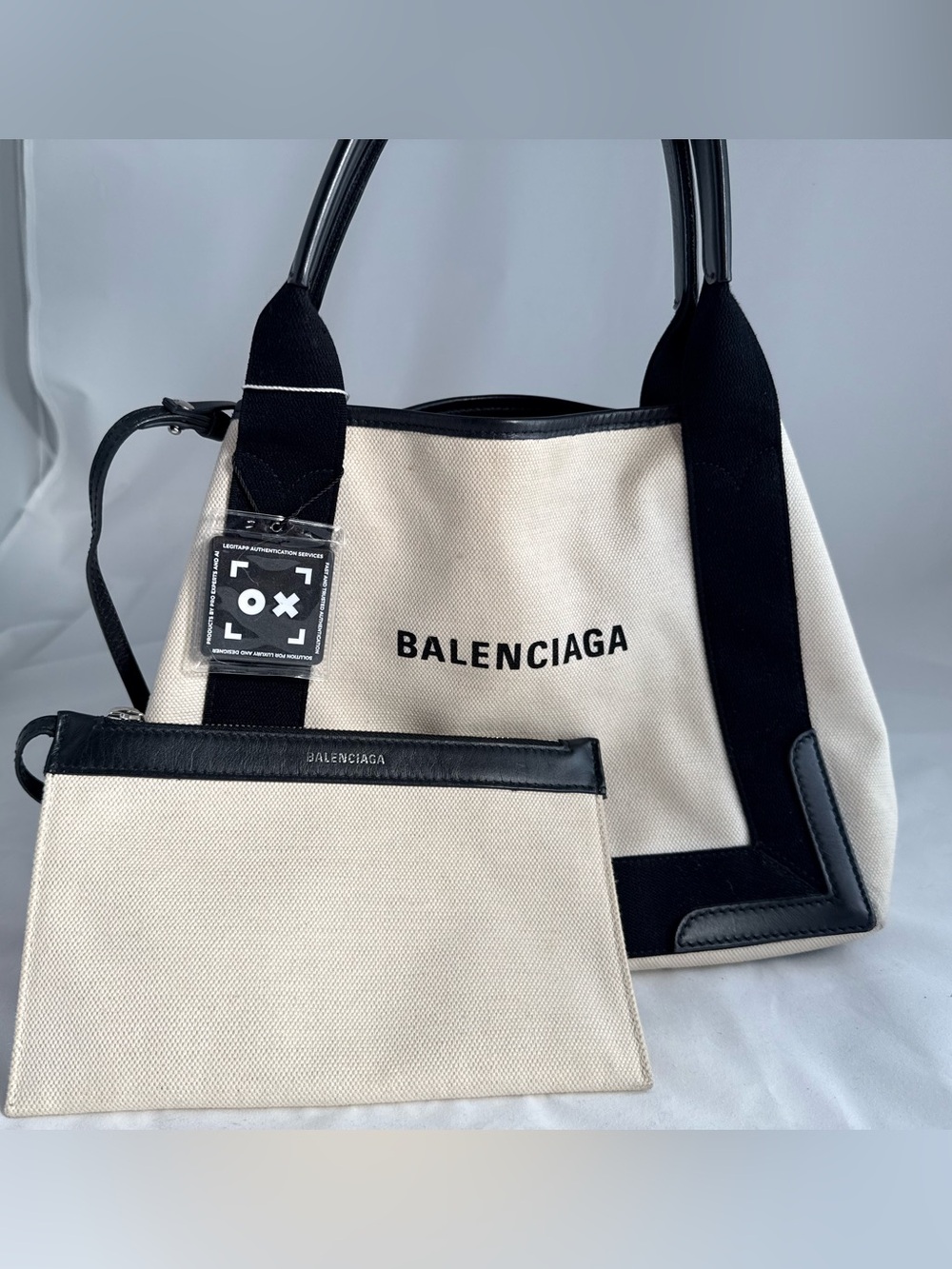 Balenciaga Cream Canvas Tote with Pouch